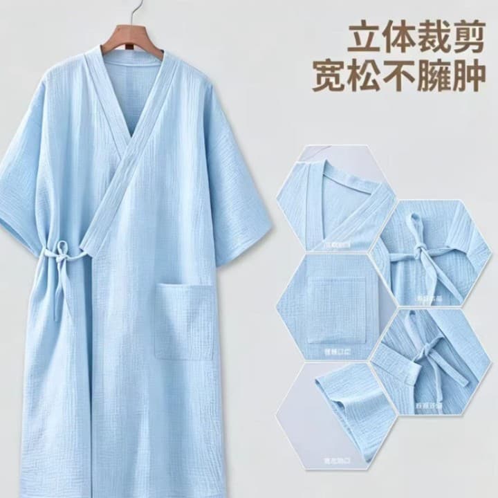 Summer Cotton Gauze Bath Dress 2026 New Style Full Cotton Women's Wearable Towel Soft Absorbent Cotton Gauze Tie Bathrobe