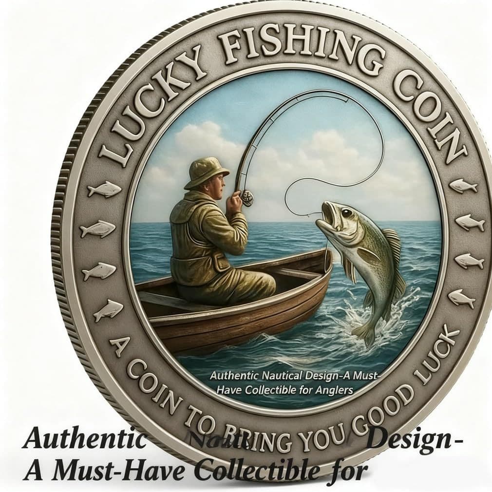 Novel and Popular Lucky Fishing Coin Metal Decoration for Independent Websites