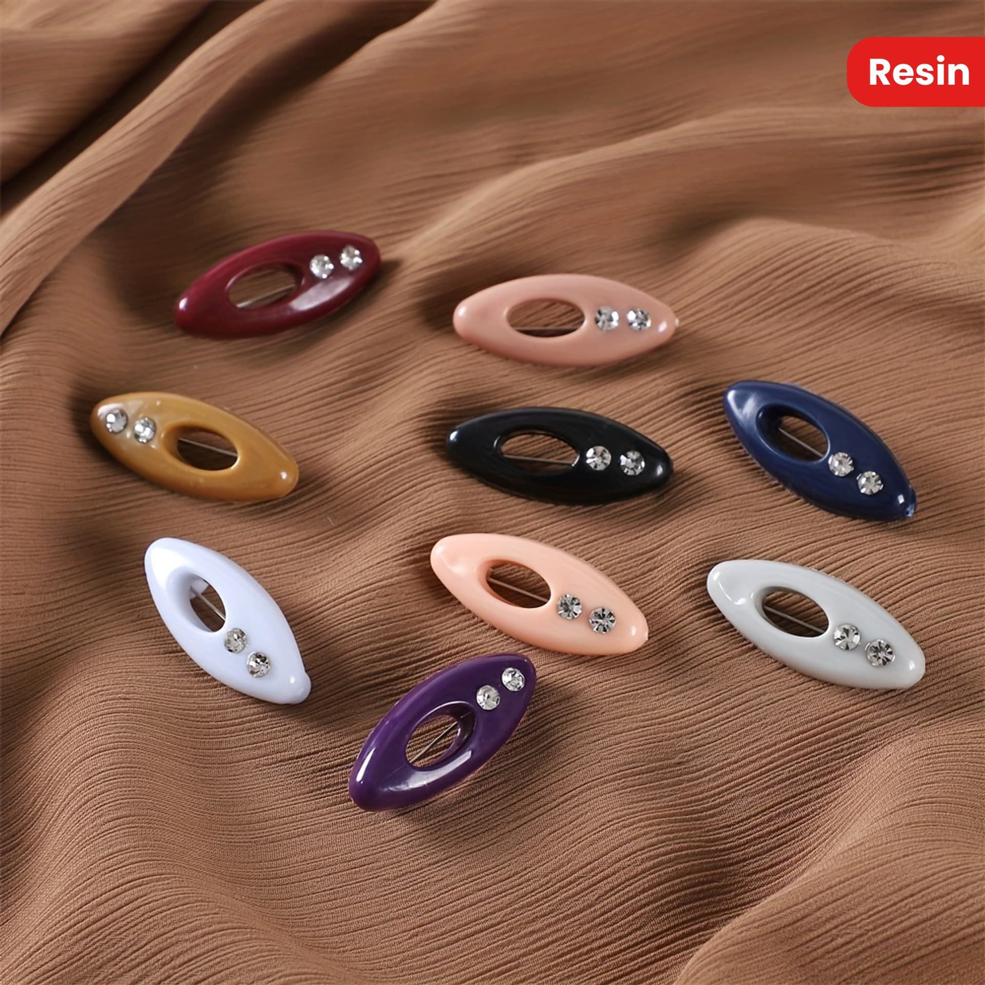 Rhinestone Plastic Buckle Scarf Buckle for Export, Pin Card Pack Colorful Pins Colorful Candy Accessories Fashion Brooch ZK155