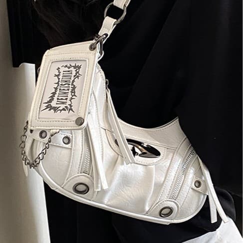 Yuezi 2026 Summer New Runway Motorcycle Bag Elegant High-End Large Capacity Studded Bag Crossbody Shoulder Bag