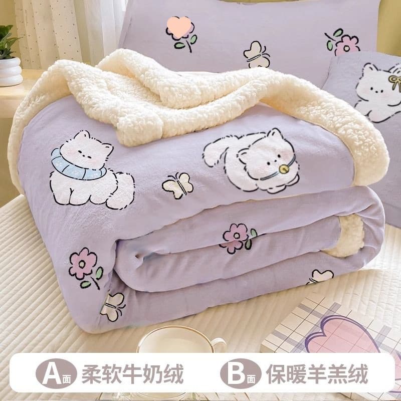 Blanket plush thickened winter cover blanket nap office blanket student dormitory small quilt milk fleece sofa