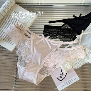 Charming Hollow Out * French Sexy Women Lace Panties Pure Cotton Crotch Girl Breathable Pure Desire Low Waist Triangle Briefs
