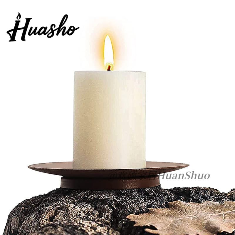Candlestick Holders Set Brick Red Candle Tray Candle Base Decorative Iron Tray