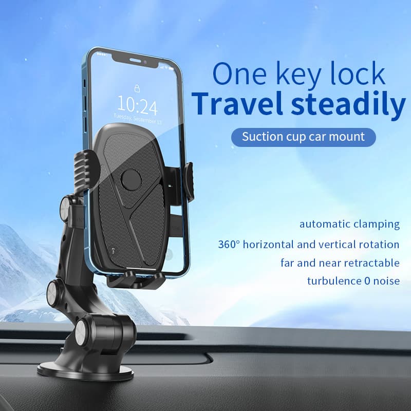 3-Joint Adjustable Angle Suction Cup Phone Mount for Car Dashboard, Center Console, Desk, Truck Phone Holder