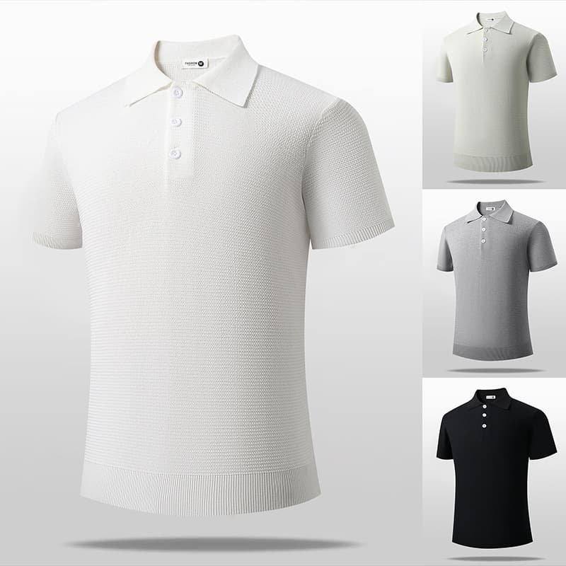 Polo Shirt Knit Short Sleeve Men Turn Down Collar Paul Old Money Style Business T-Shirt Ice Silk Summer Cross-Border Factory Wholesale