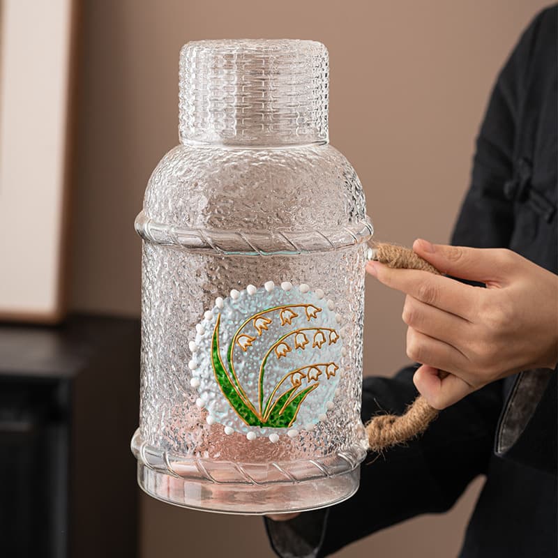 Japanese Retro High-Gloss Cold Water Pitcher, Heat-Resistant Glass, Large Capacity for Home Use, Tea Pitcher and Cold Water Pitcher Set