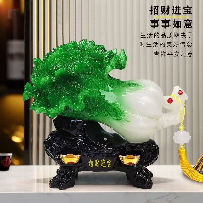 New Jade Cabbage Ornament Office Living Room Entryway Hotel Home Bedroom Craft Opening Gift Decoration