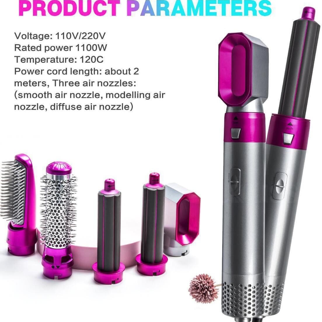 Amazon 5-in-1 Hot Air Brush Hair Dryer Brush Automatic Hair Styling Brush Curling Straightening Comb Bladeless Hair Dryer
