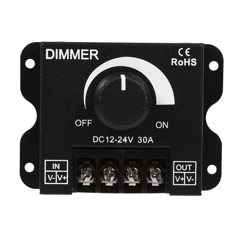 LED Strip Light Dimmer Brightness Adjuster DIMMER Knob Switch 12V/24V 30A/Flicker-Free