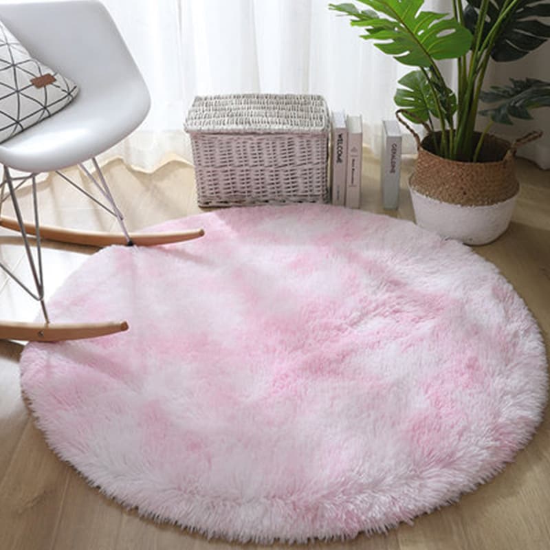 Cross-border dropshipping Nordic style round tie-dye carpet, long plush, suitable for living room coffee table and bedroom, silk wool carpet