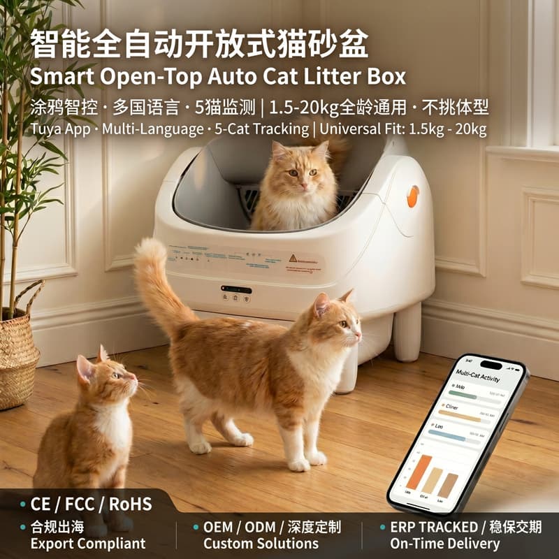 App Controlled Automatic Cat Litter Box Semi-Open Smart with North American Certification