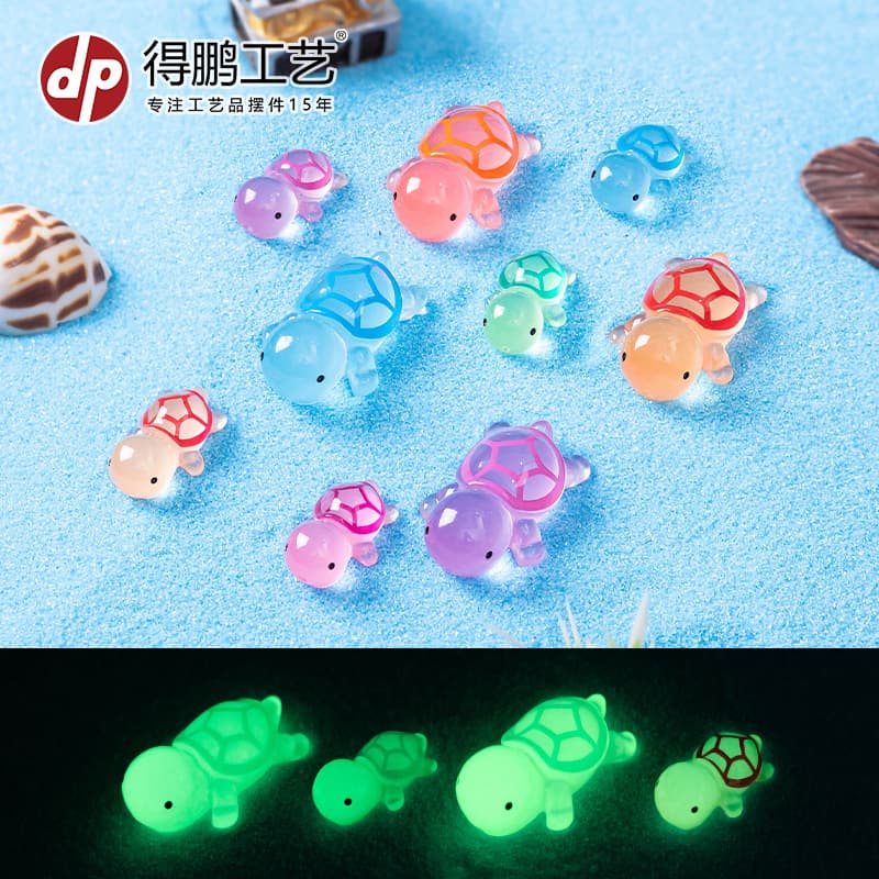Miniature Glow-in-the-Dark Turtle Resin Ornament Blind Bag Accessory Fish Tank Landscape Decoration Desktop Figurine