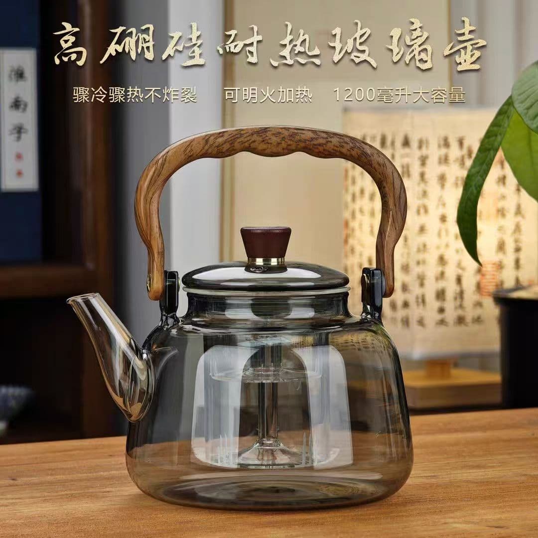 Electric ceramic stove tea brewing set, new style glass teapot with handle for boiling water, single pot for home use, high-temperature resistant for steeping tea.
