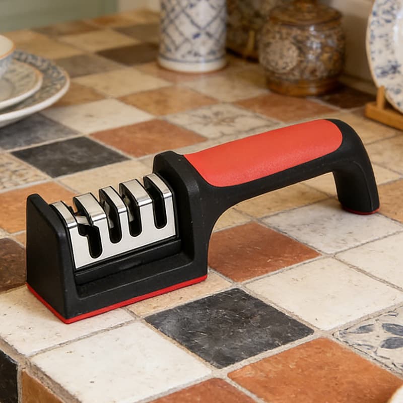 Kitchen Quick Knife Sharpener, Double-Sided Three-Stage Multi-Function Sharpening Rod and Stone, Fast Sharpening Tool for Kitchen Knives