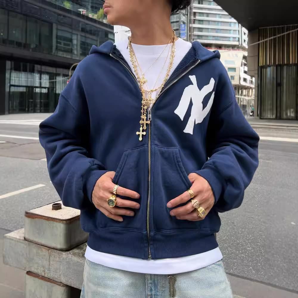 2026 New Spring/Fall Oversized American Retro Printed Hoodie Unisex Couple Outerwear