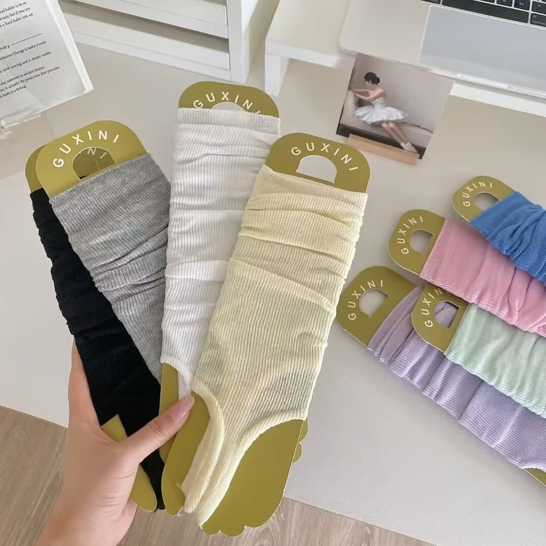 2026 Korean children's pile socks spring and summer style girls' breathable knitted stockings baby stacked slimming calf socks