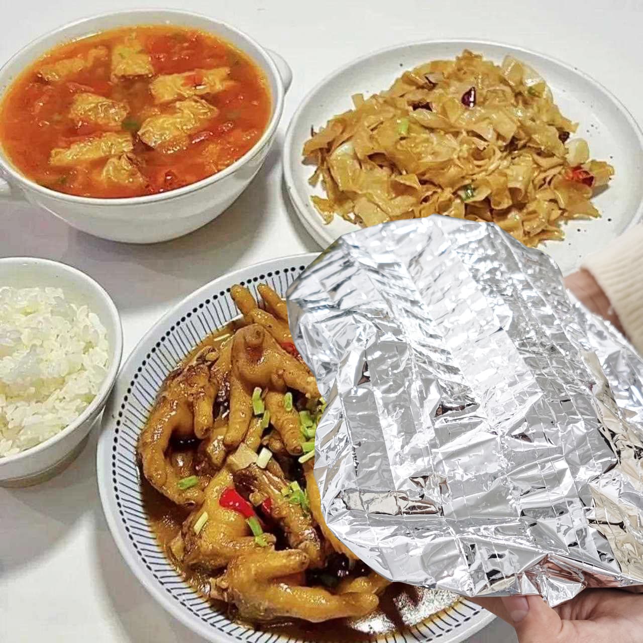 Household Kitchen Aluminum Foil Insulation Sleeve, Thickened Table Food Cover, Disposable Picnic Dust and Insect Protection Cover