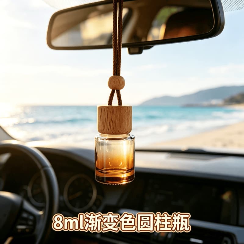 Car perfume pendant pendant empty bottle 8ml small round cover car aromatherapy bottle empty bottle cylindrical glass bottle wholesale