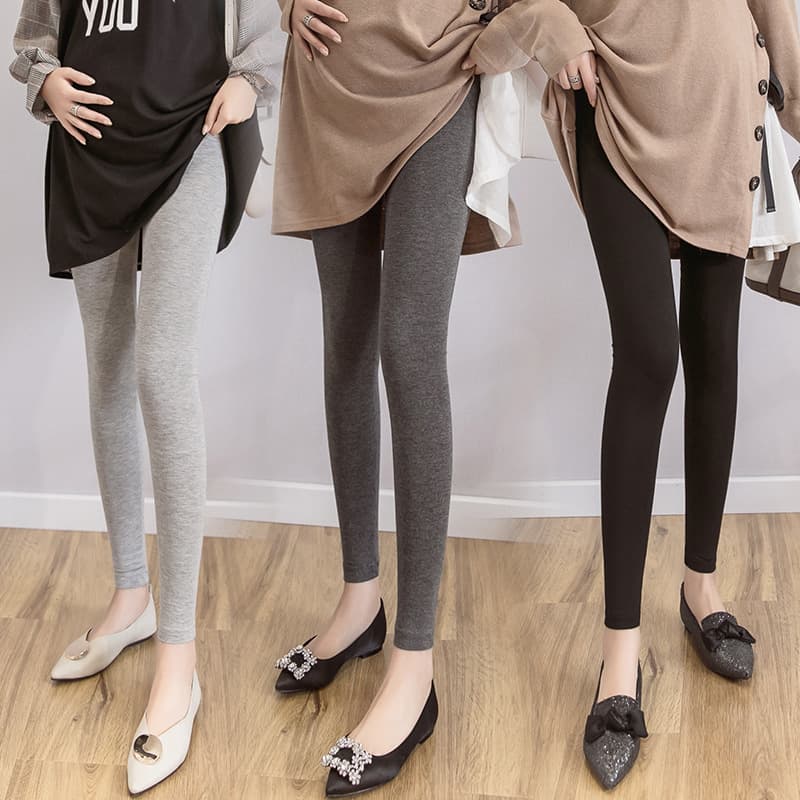 Maternity leggings spring and summer thin style, slim fit, stretchy, comfortable, high-waist tummy support, autumn and winter fleece-lined maternity pants