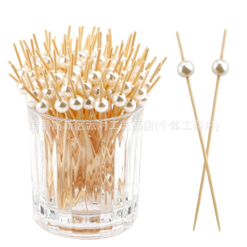 Cross-border hot seller 12cm disposable gold and silver bead fruit skewers, creative cocktail skewers for sushi and dessert parties