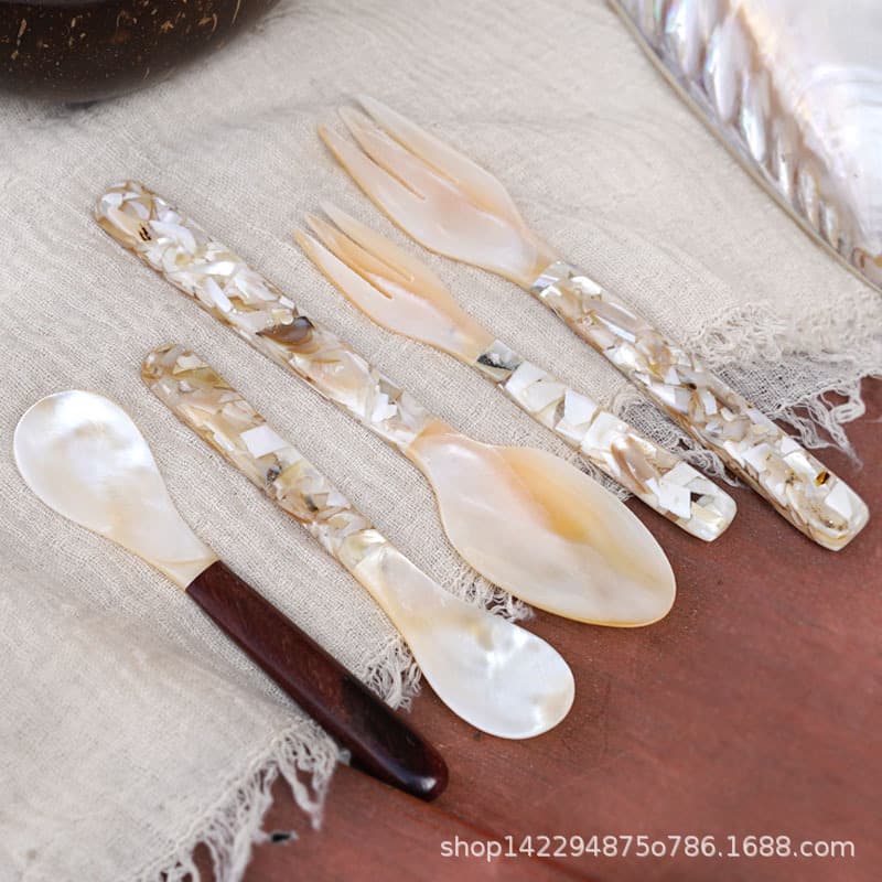 Natural Shell Minimalist Creative Shell Spoon Coffee Spoon Ice Cream Cake Dessert Fork High-End Yogurt Spoon