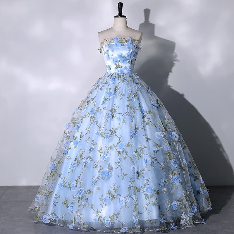 Floral Evening Dress Women French Princess Puffy Skirt Photography Street Snap Light Wedding Dress High-End Sense Art Exam Dress