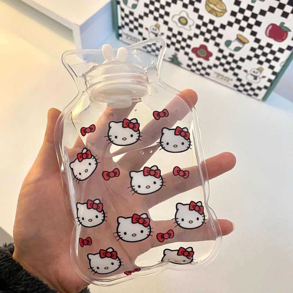 Cute Hello Kitty portable hand warmer for students and best friends, cartoon-style hot water bottle, portable transparent hot water bottle