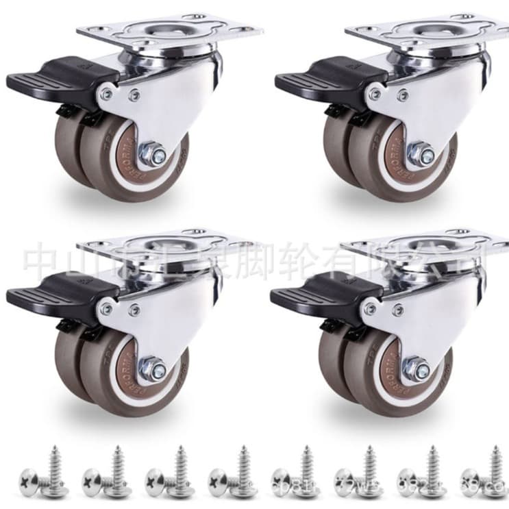 2 inch TPR double wheel TPR silent double wheel single brake flower stand caster tool stand caster