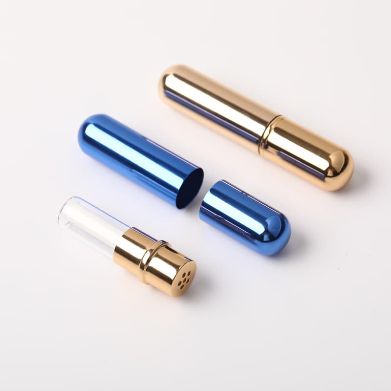 Factory supply portable perfume diffuser glass bottle, nasal inhaler bottle with logo printing, ready stock 5ml aromatherapy bottle.