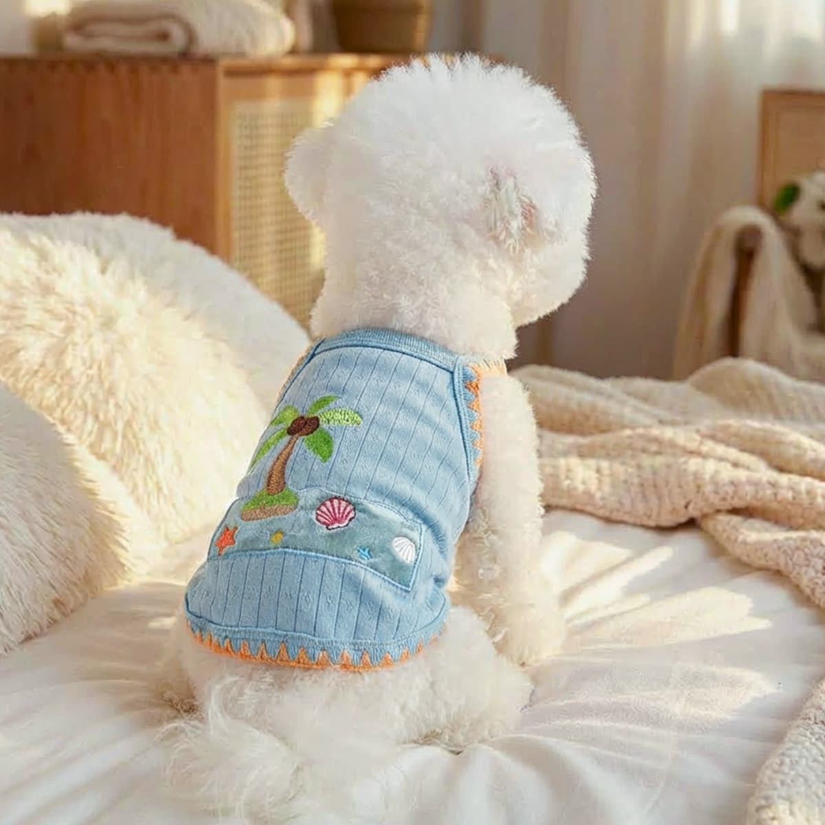 PETCIRCLE Pet Spring Autumn Small Dog Puppy Cat Comfortable Coconut Tree Bora Bora Vest