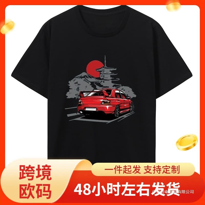 Initial D T-Shirt Drift Japanese Car Mitsubishi Lancer Evolution T-Shirt Clothing Summer Casual Short Sleeve T-Shirt