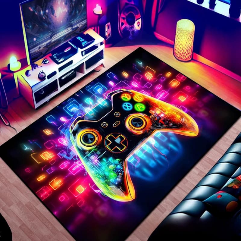 Cross-Border Popular 3D Game Console Carpet, Living Room Full Carpet, Game Room Stain-Resistant Decorative Blanket, Factory Ready Stock Wholesale