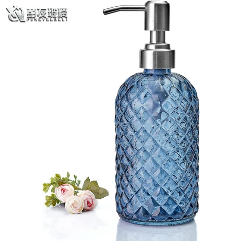 Factory direct supply glass bottle spray color hand sanitizer bottle shampoo bottle 350ml bathroom essential oil dispensing bottle soap dispenser
