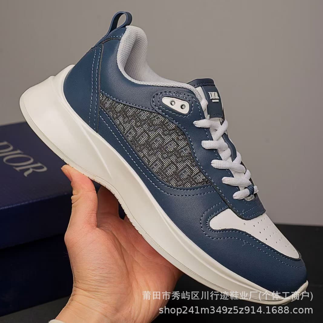 European Edition 2026 B25 Printed Letter Patchwork Fashion Men's Low-Top Breathable Lace-Up Casual CD Shoes