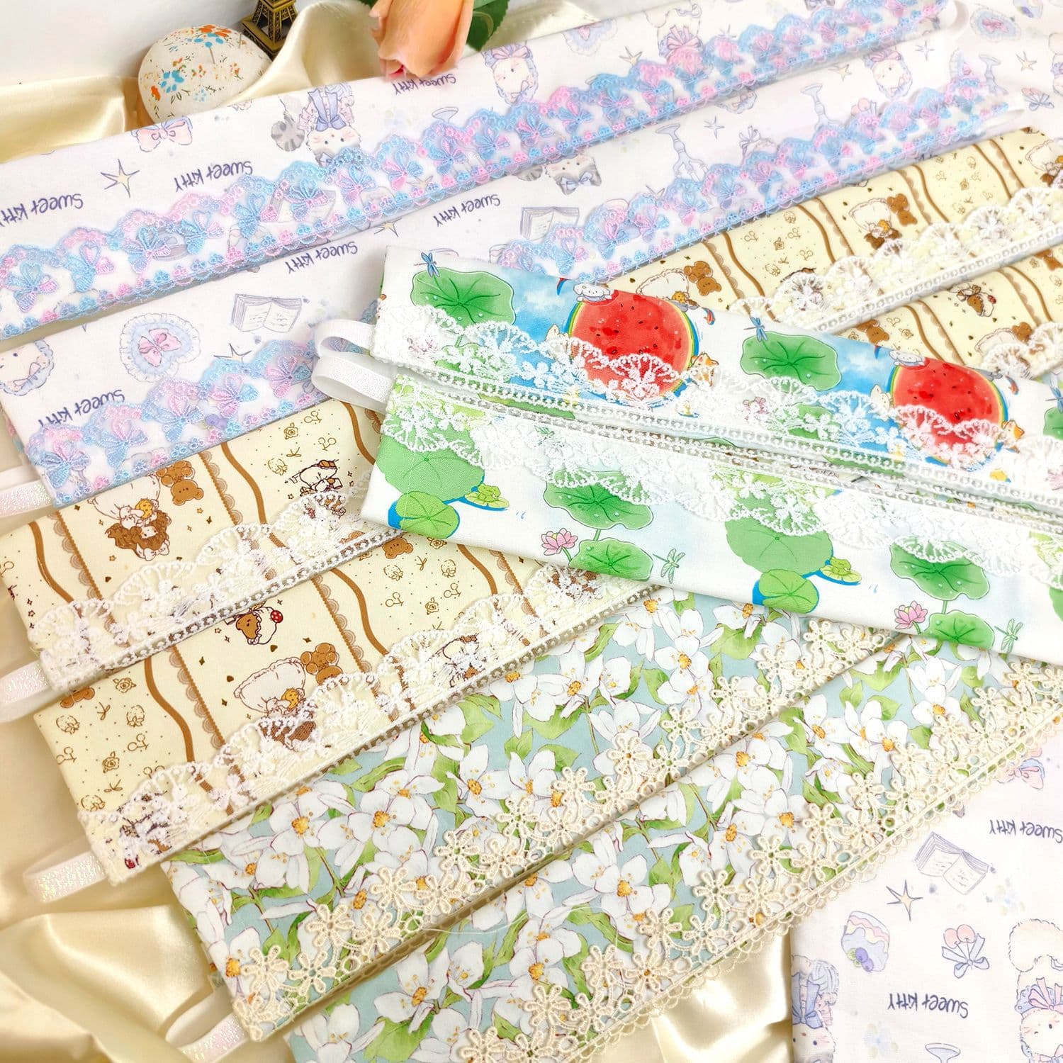 Straight board embroidery cover cross stitch frame protective cover small animal eating watermelon pear blossom kitten little princess embroidery cover