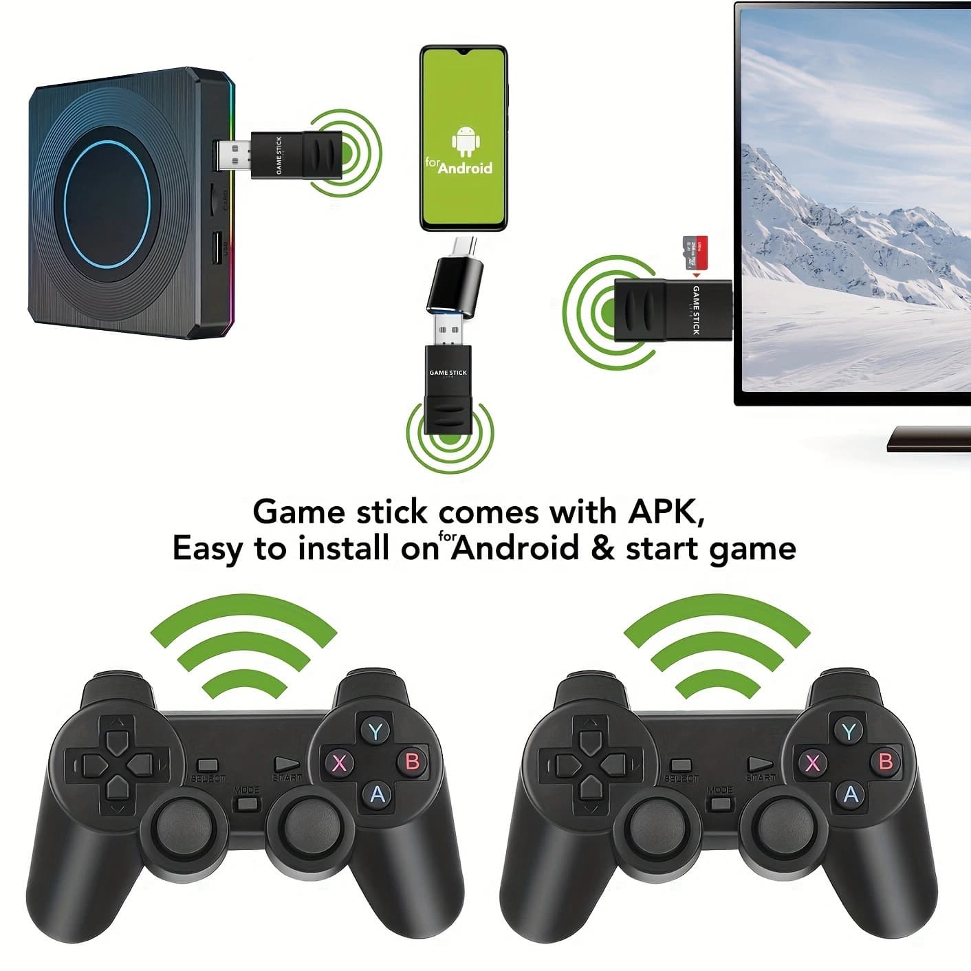 Wireless Dual Handle Game Console Connect to TV Computer Projector Mobile Phone Tablet Arcade E-Sports Game Console Host