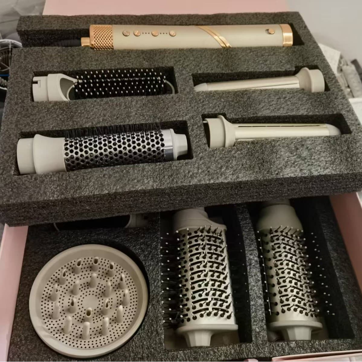 Foldable Hair Dryer Hot Air Comb Set, Styling Comb Curling Iron, Portable High Power, Foldable Dual-Use Cold and Hot Air