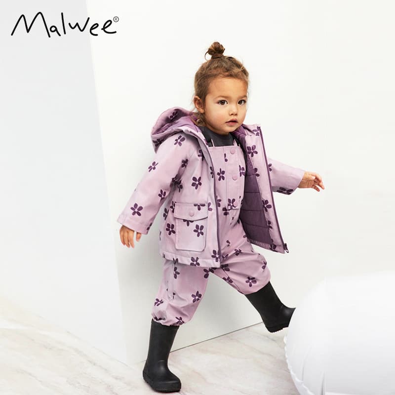 Malwee Girls Coat Autumn Winter Trench Coat European American Style Kids Fashionable Warm-Lined Top for Little Girls