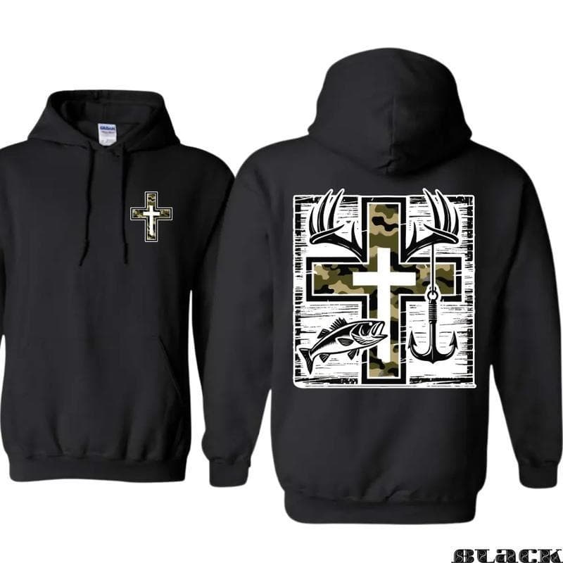 【Cross-border EU Size】Camo Cross Faith Hoodie – Hunting & Fishing