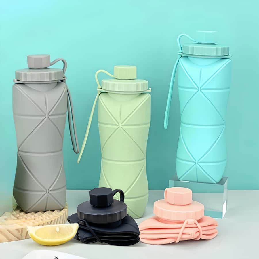 Collapsible Water Bottle Heat-Resistant Easy to Store Silicone Folding Telescopic Outdoor Sports Water Bottle Outdoor Portable