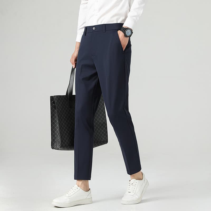 Light Luxury Knit Men's Casual Suit Pants Youth Tapered Leg Stretch Men's Long Pants Cropped Pants Casual Suit Pants Men