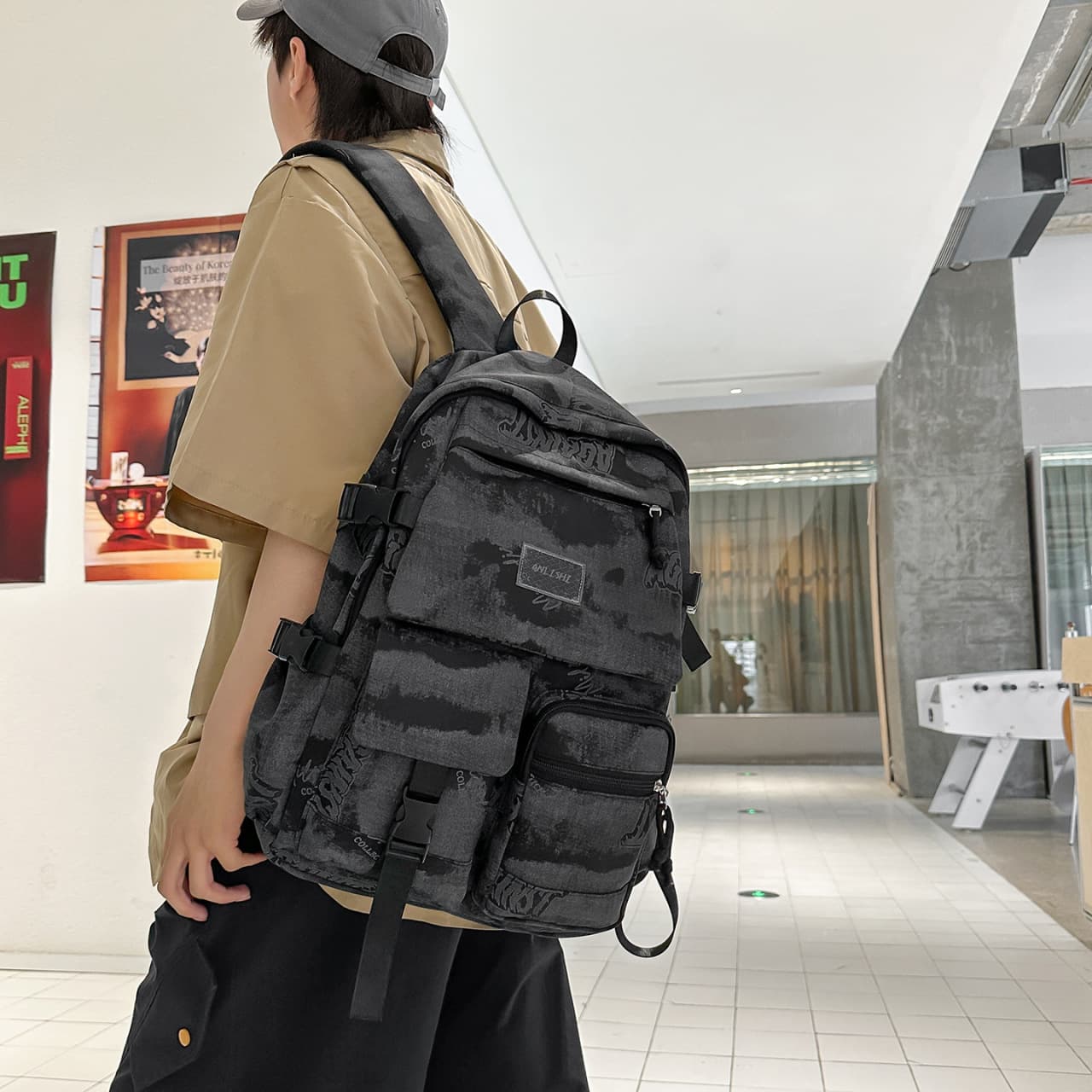 New Style Backpack Military Camouflage Middle School Student Bookbag for Boys and Girls College Students Multi-Pocket Large Capacity Trendy Cool Bag