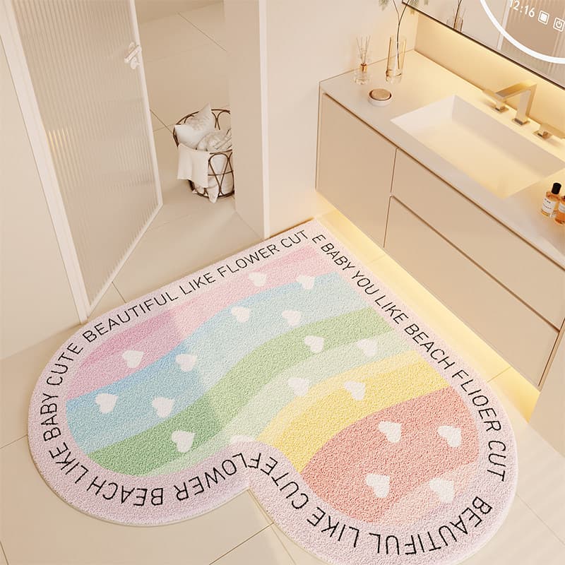 Heart-shaped faux cashmere bathroom mat, cream-style faux cashmere living room sofa blanket, wear-resistant rug for rotating chairs, in stock