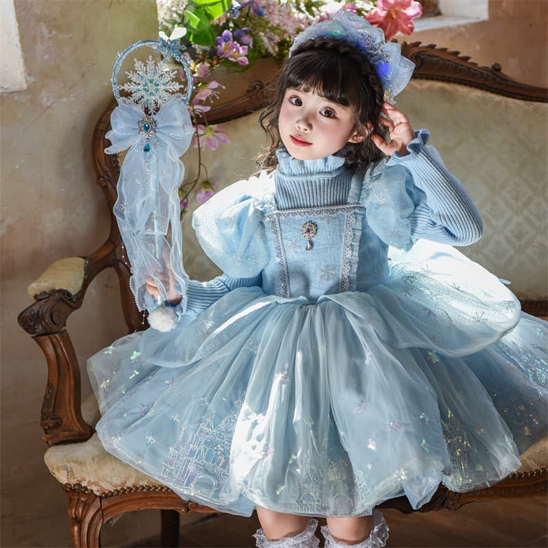 Girls Elsa Princess Dress 2025 Autumn Winter New Children Elsa Birthday Dress Party Tulle Dress