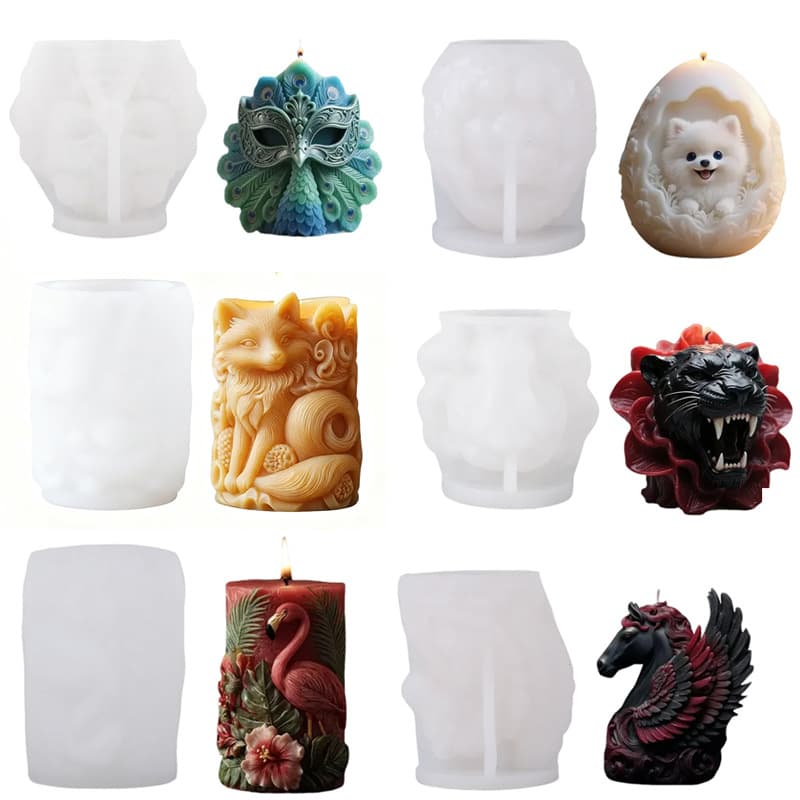 Fox, Puppy, Hamster Animal Shaped Aromatherapy Candle Silicone Mold DIY Animal Relief Aromatherapy Ornament Mold