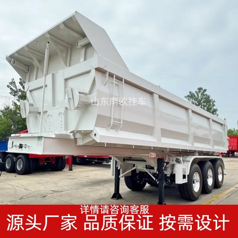 Cross-border supply U-shaped rear-tipping dump semi-trailer, three-axle semi-trailer, sand and gravel earth container transport