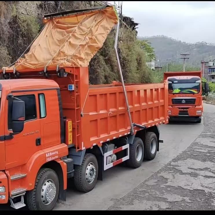 7.5-8.4m Straight Flatbed Box Rear Dump U-Shaped Bucket Rear Dump Semi-Trailer Large Swing Arm Automatic Tarpaulin Machine