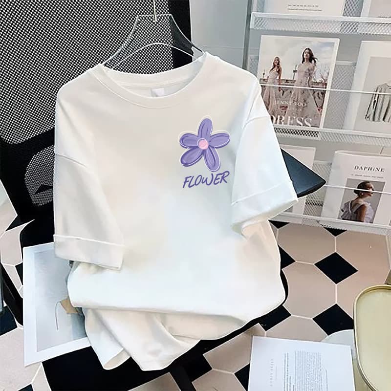 2026 Summer New Cotton T-Shirt for Women, Southeast Asia Cross-Border Export Women's Shirt Short Sleeve Crew Neck T-Shirt Top