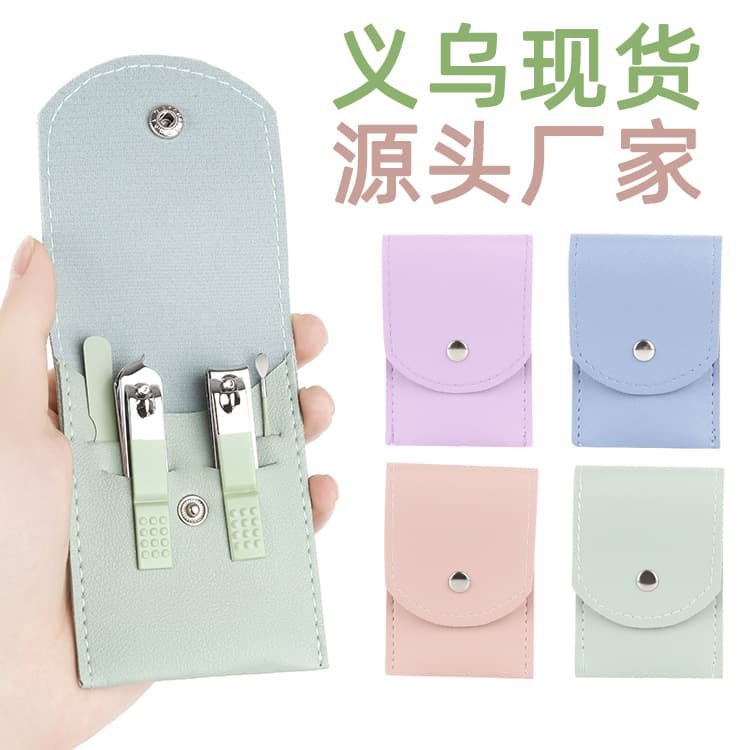 New Matcha Green Nail Clipper Set Colorful Folding Case 4-Piece Manicure Tool Custom Logo Gift Nail Clippers