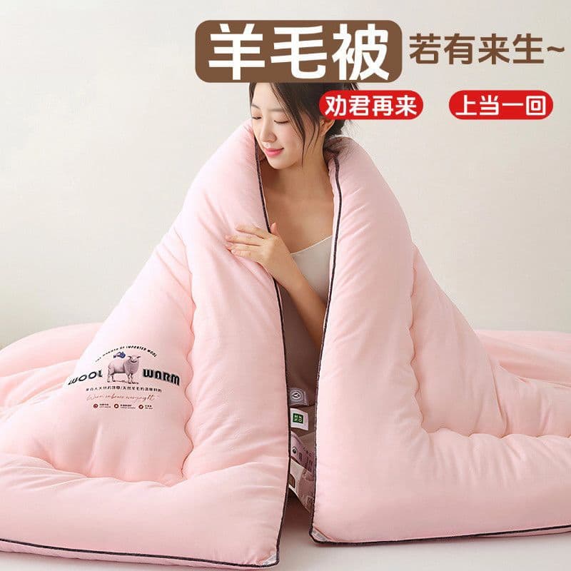 Australian Wool Quilt 10-Pure Wool 10 Jin Winter Quilt Cotton Quilt Extra Warmth Filling Single/Double Dormitory All-Season Use